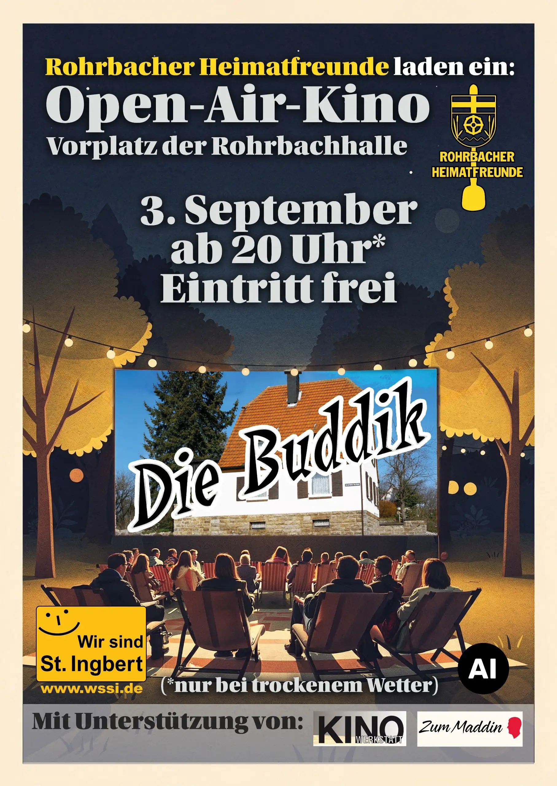 Open-Air-Kino der Rohrbacher Heimatfreunde e.V. auf dem Vorplatz der Rohrbachhalle